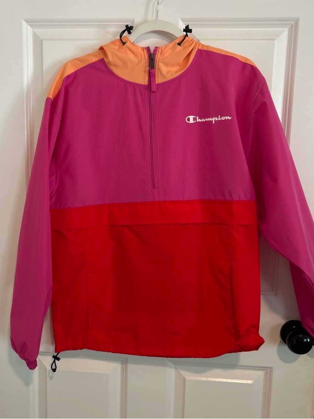 Champion women’s 'Colorblock Pullover Jacket - Pink/Red/Orange